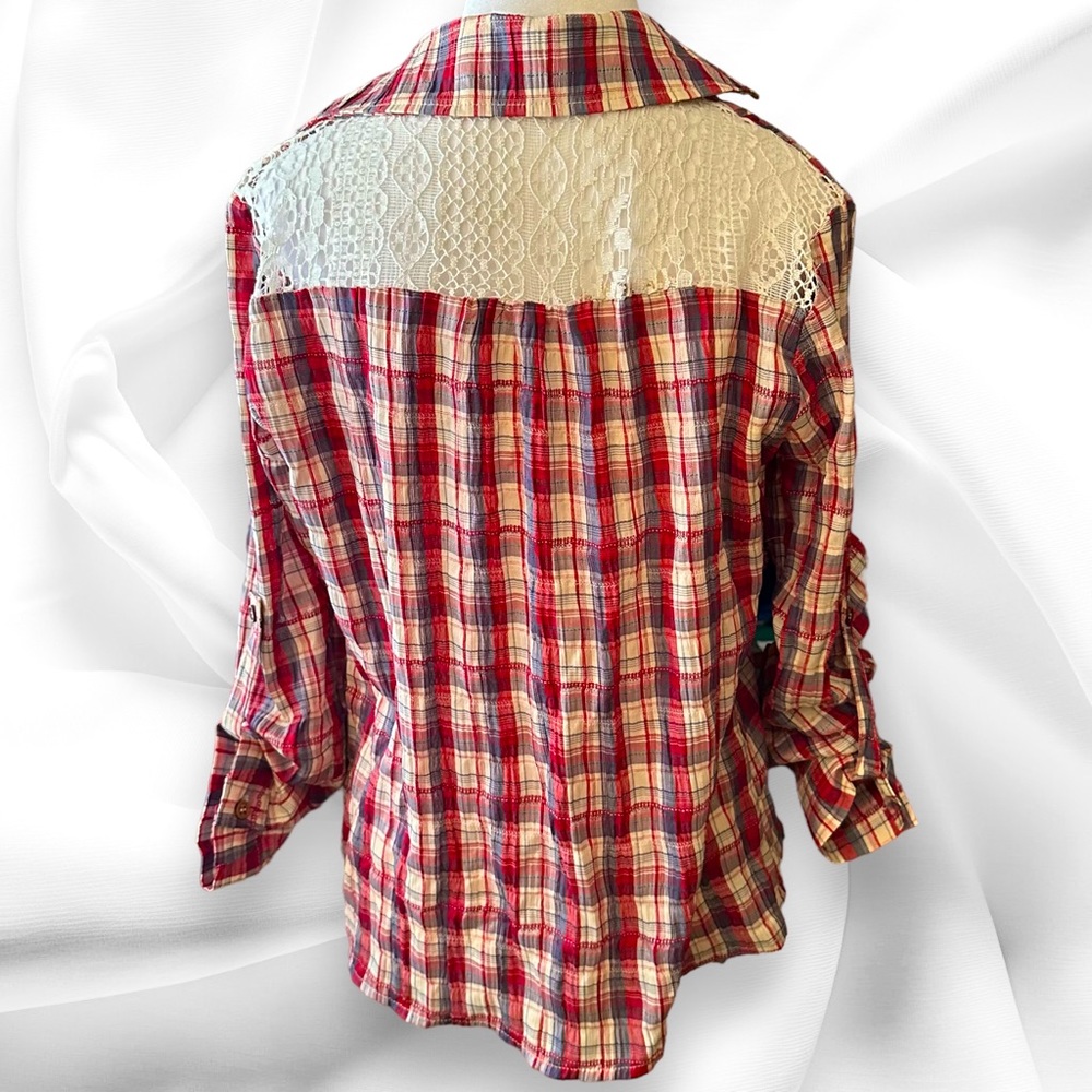 Anthropology En Crème Plaid and Flowy Cardigan Size Small (S) - Picture 3 of 7
